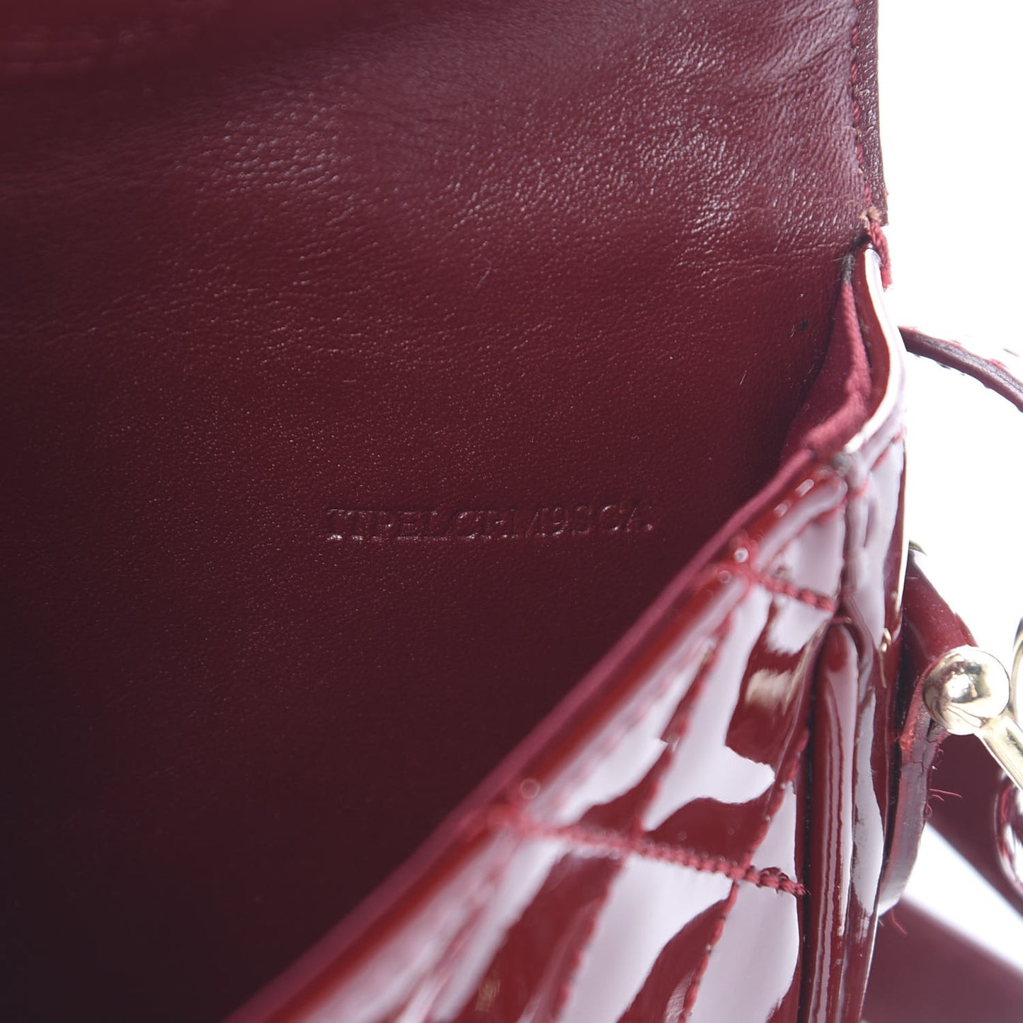 Patent Calfskin Quilted Mini Crossbody Bag Dark Red