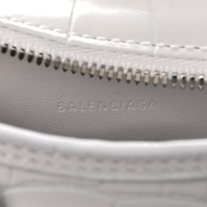 Balenciaga Extra Supple Calfskin Crocodile Embossed Neo Classic Silver Hardware Super Nano City Crossbody White 6 of 11