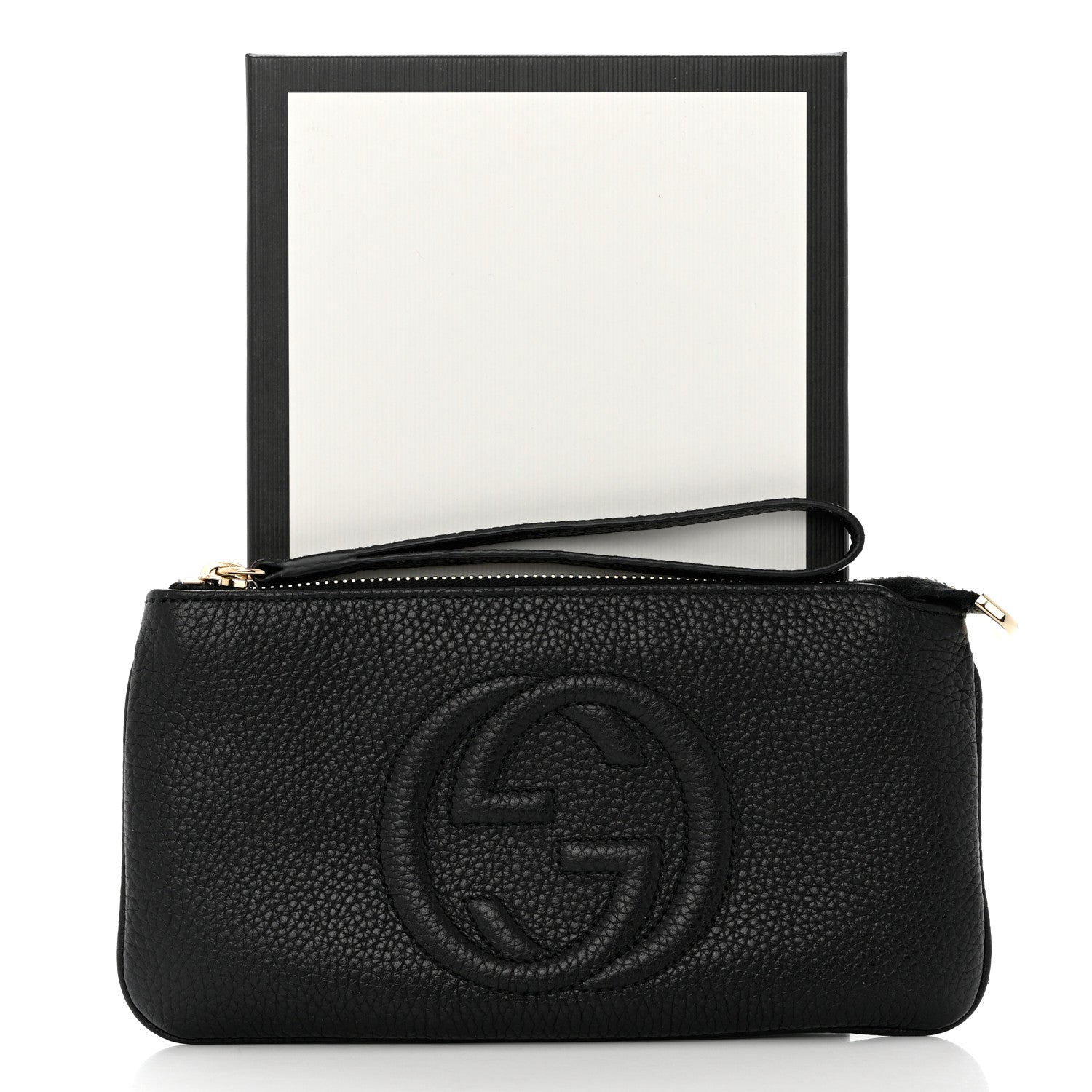 Gucci Pebbled Calfskin Soho Wristlet Black 7 of 7