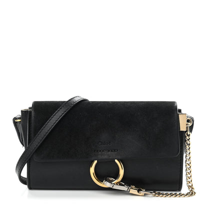 Chloe Suede Calfskin Faye Wallet On Strap Black 1 of 16