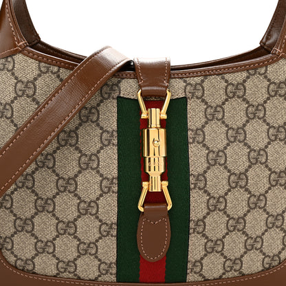 Gucci GG Supreme Monogram Azalea Calfskin Web Small Jackie 1961 Hobo Beige Ebony Brown Sugar 7 of 10