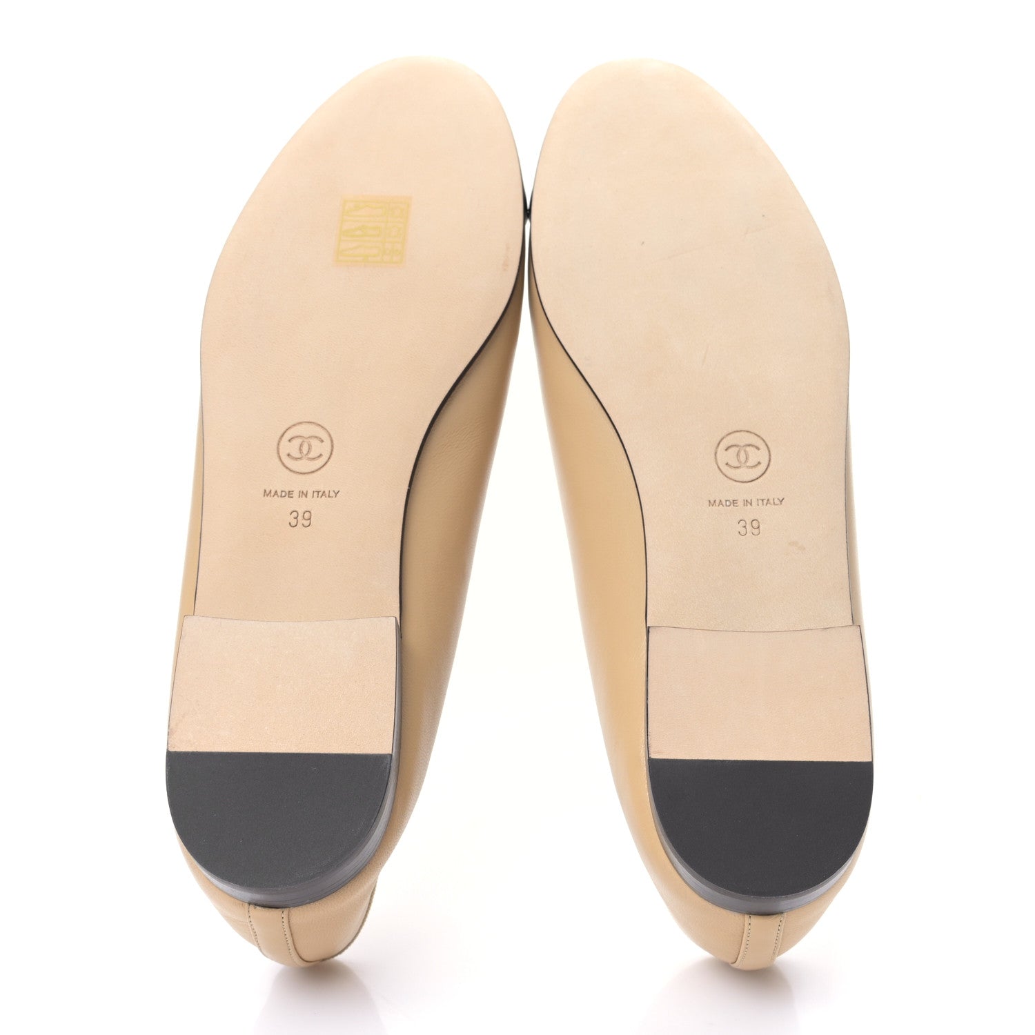 Chanel Lambskin Cap Toe CC Ballerina Flats 39 Beige Black 5 of 8
