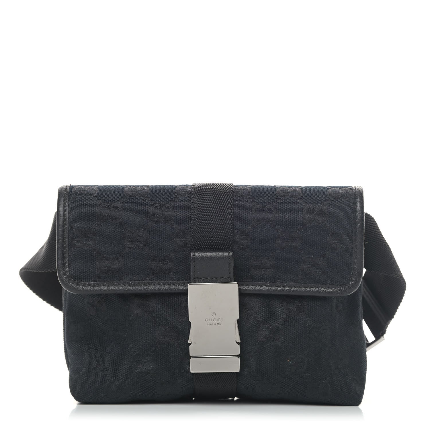 Gucci GG Monogram Web Buckle Belt Bag Black 1 of 4