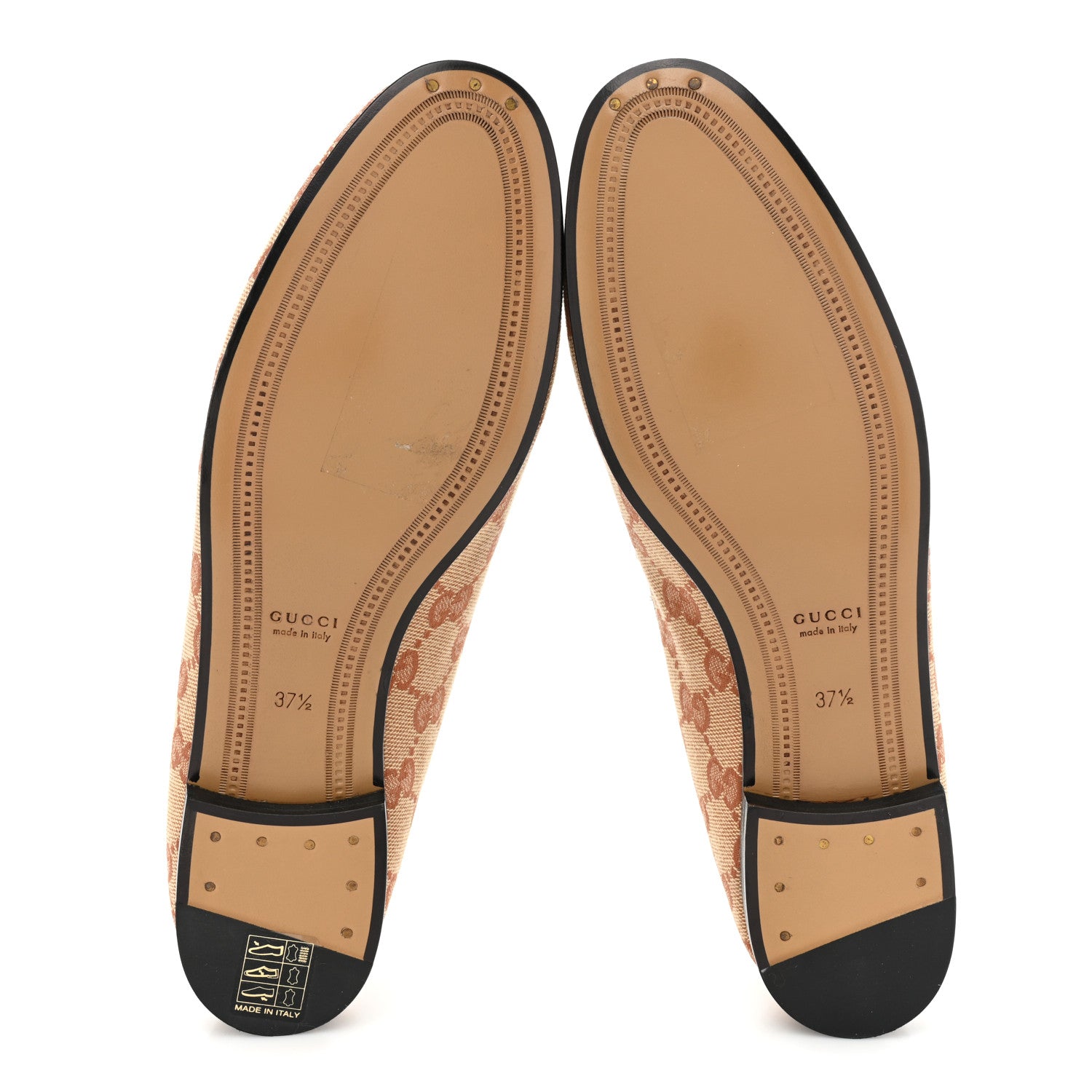Gucci Canvas GG Monogram Horsebit Womens Jordaan Loafers 37.5 Beige Ruggine Rust 5 of 11