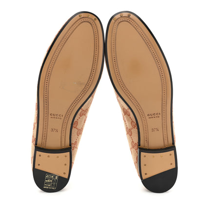 Gucci Canvas GG Monogram Horsebit Womens Jordaan Loafers 37.5 Beige Ruggine Rust 5 of 11