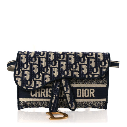 Christian Dior Oblique Slim Saddle Pouch Blue 1 of 15