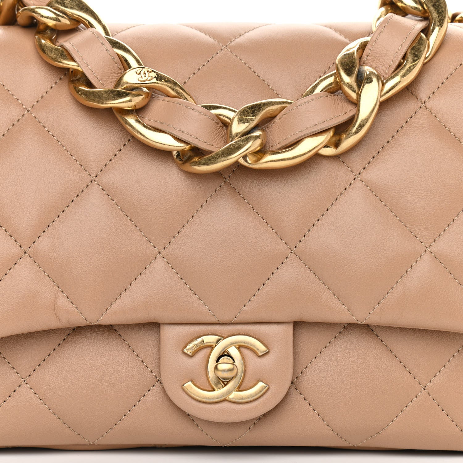 Chanel Lambskin Quilted Large CC Funky Town Flap Beige 8 of 11