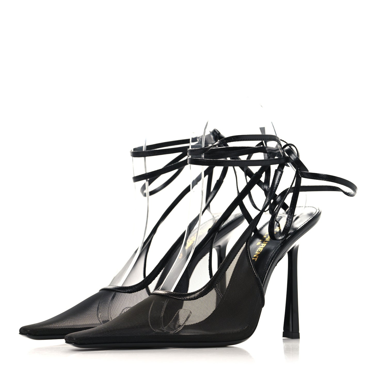 Tulle Mesh Lambskin Oxails 110 Ankle Tie Pumps 36 Black