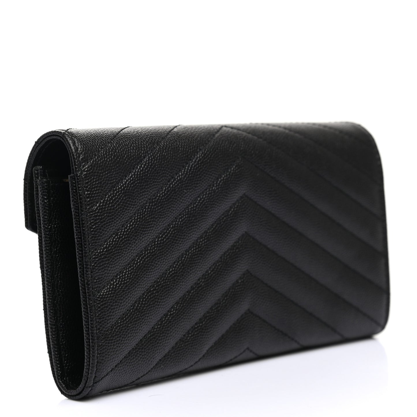 Grain De Poudre Matelasse Chevron Monogram Flap Wallet Black