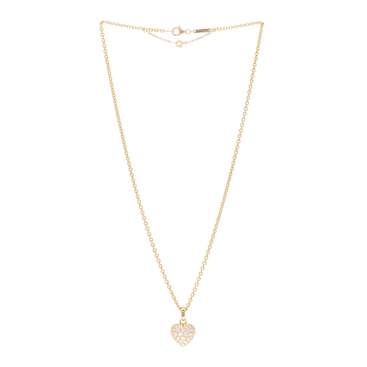 18K Yellow Gold Diamond Large Heart Paved Pendant Necklace