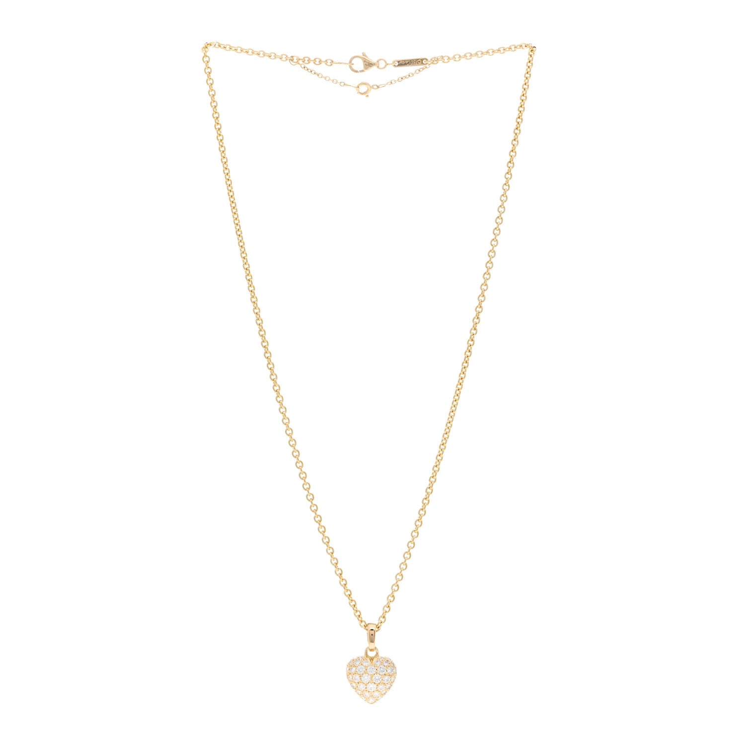 Cartier 18K Yellow Gold Diamond Large Heart Paved Pendant Necklace 3 of 6