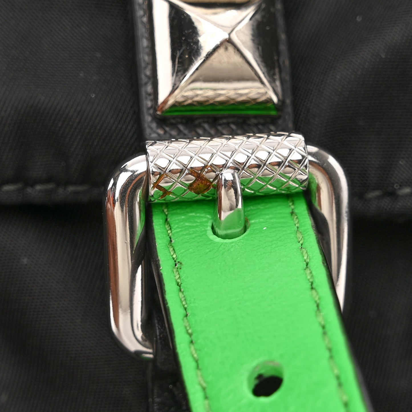 Nylon New Vela Studded Backpack Black Green