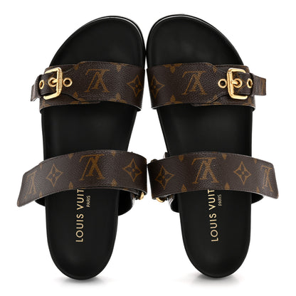 Louis Vuitton Monogram Bom Dia Mule Sandals 39 Black 2 of 10