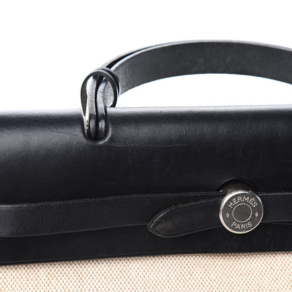 Hermes Toile Vache Calfskin Herbag 30 PM Natural Black 11 of 16