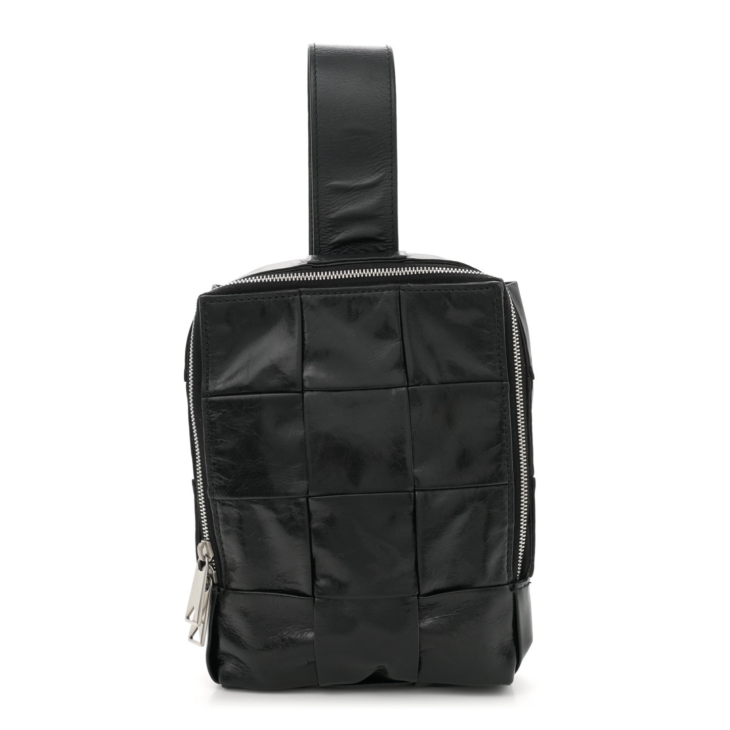 Paper Calfskin Intreccio Mini Cassette Sling Bag Black