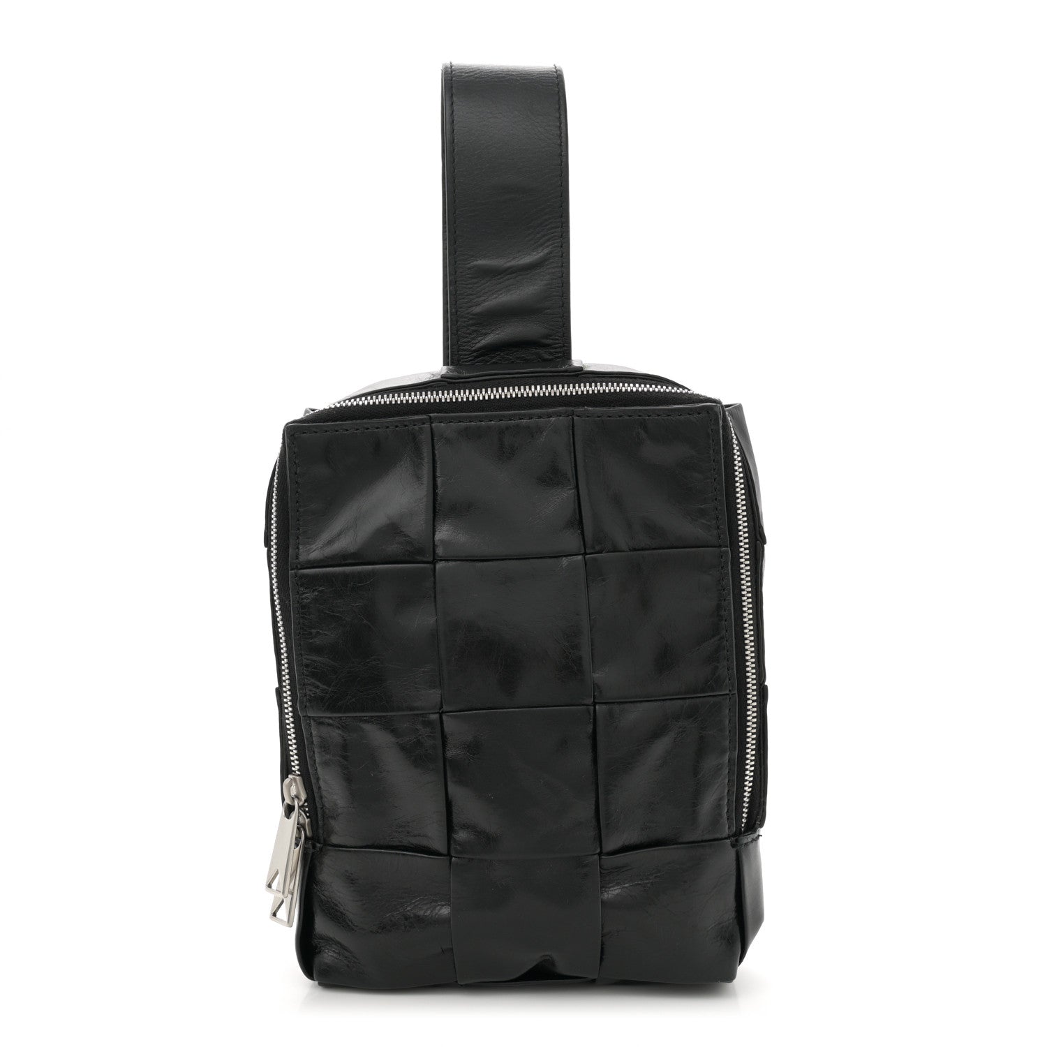 Bottega Veneta Paper Calfskin Intreccio Mini Cassette Sling Bag Black 1 of 10