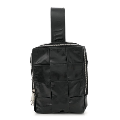 Bottega Veneta Paper Calfskin Intreccio Mini Cassette Sling Bag Black 1 of 10