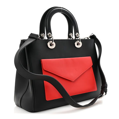 Christian Dior Smooth Calfskin Tri-Color Diorissimo Pocket Tote Black Blue Red 4 of 10