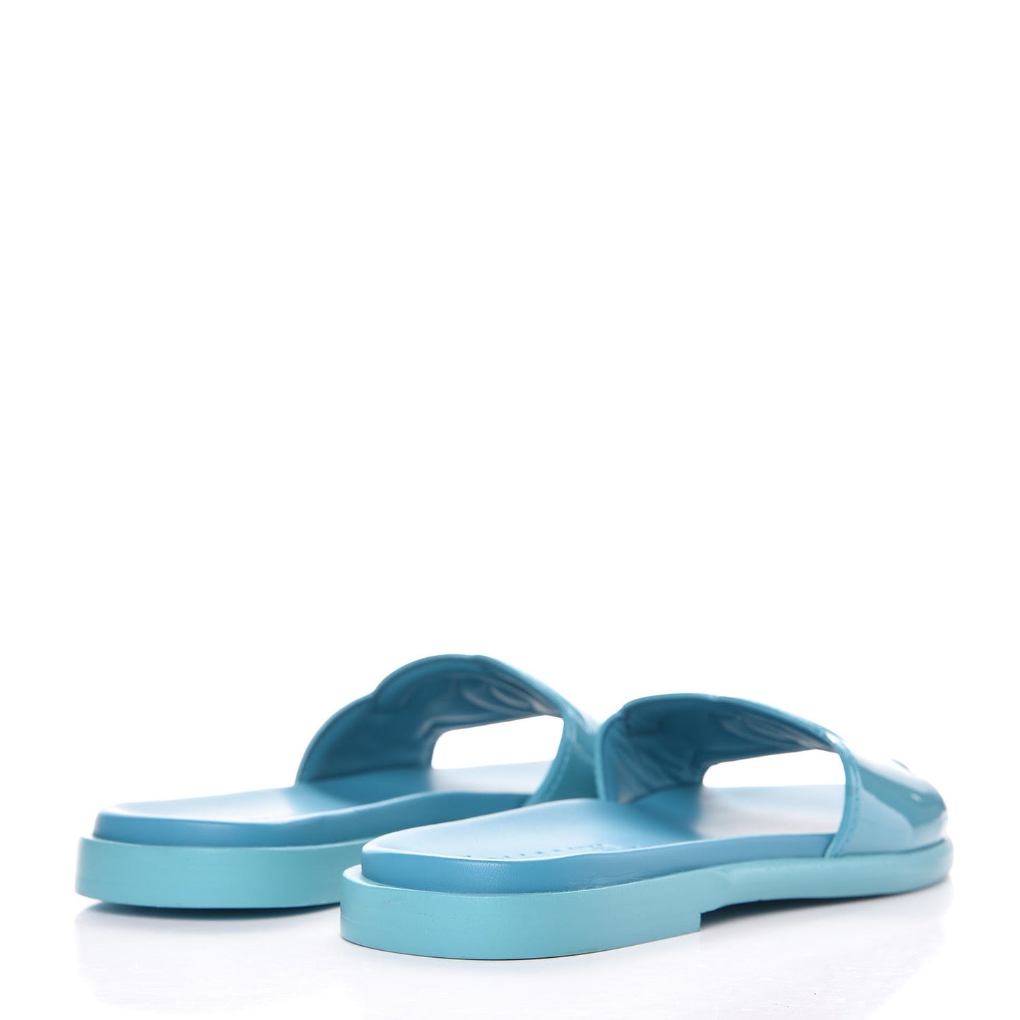 Patent Calfskin CC Slip On Mules 37.5 Turquoise
