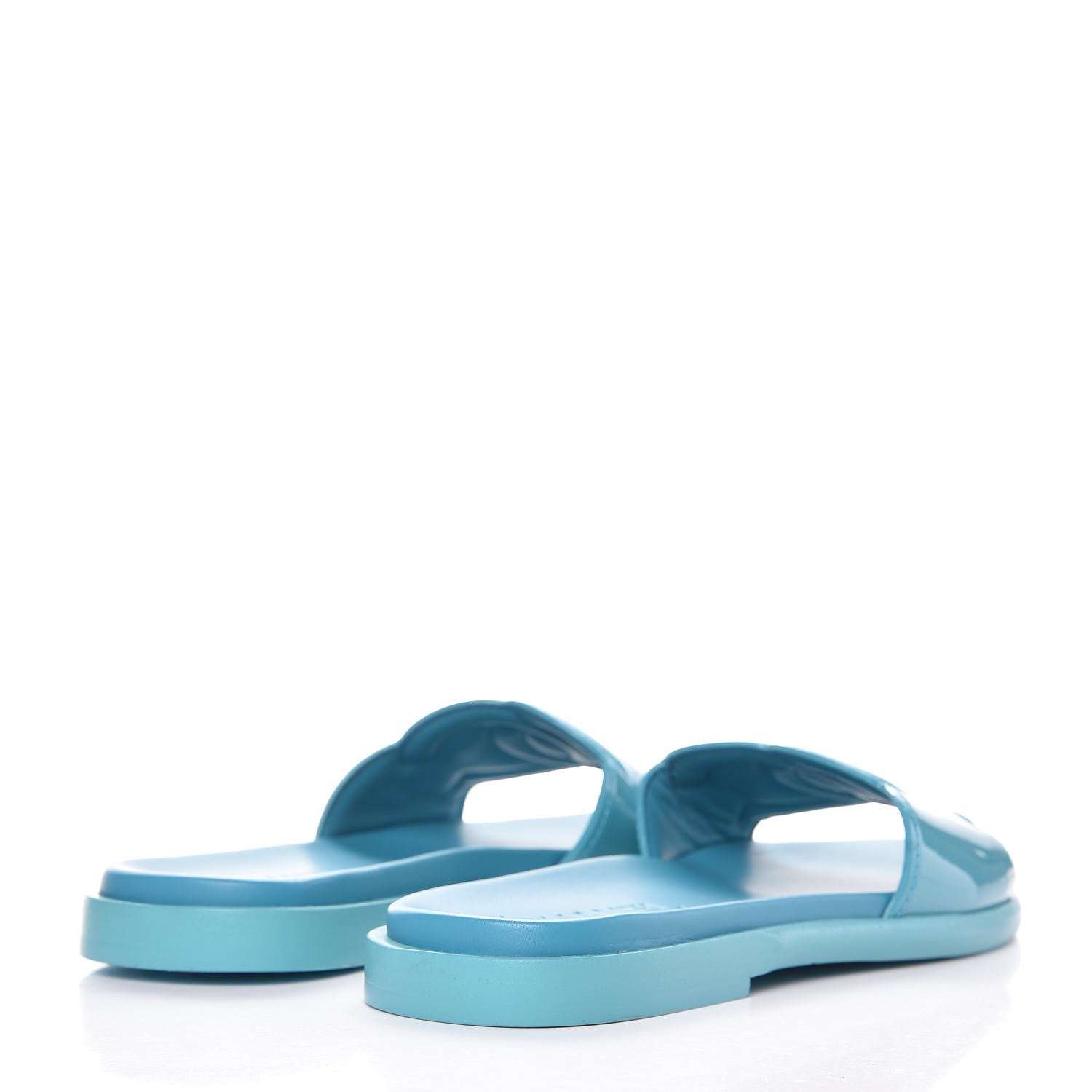 Chanel Patent Calfskin CC Slip On Mules 37.5 Turquoise 5 of 9