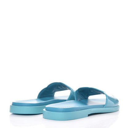 Chanel Patent Calfskin CC Slip On Mules 37.5 Turquoise 5 of 9