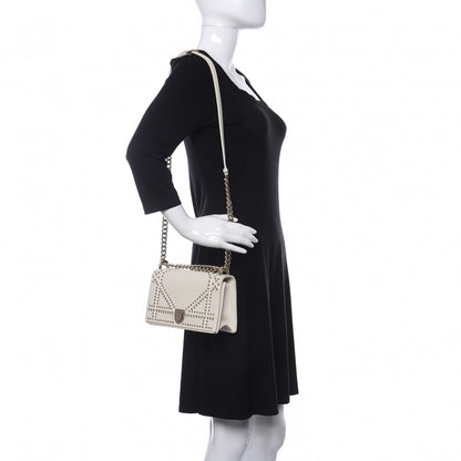 Christian Dior Lambskin Studded Medium Diorama Flap Bag Latte 2 of 17