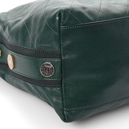 Chanel Calfskin Stitched Large Button Up Hobo Dark Green 9 of 12