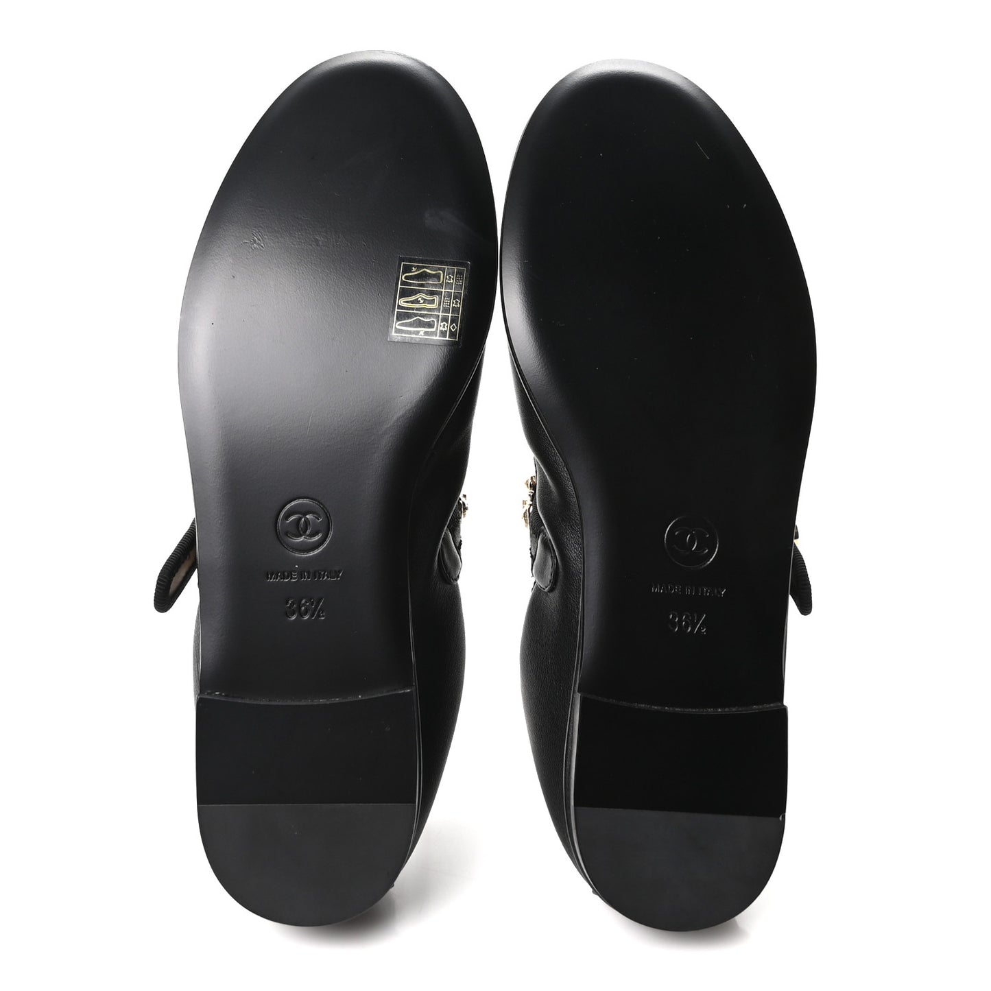 Lambskin Charm Mary Jane Flats 36.5 Black