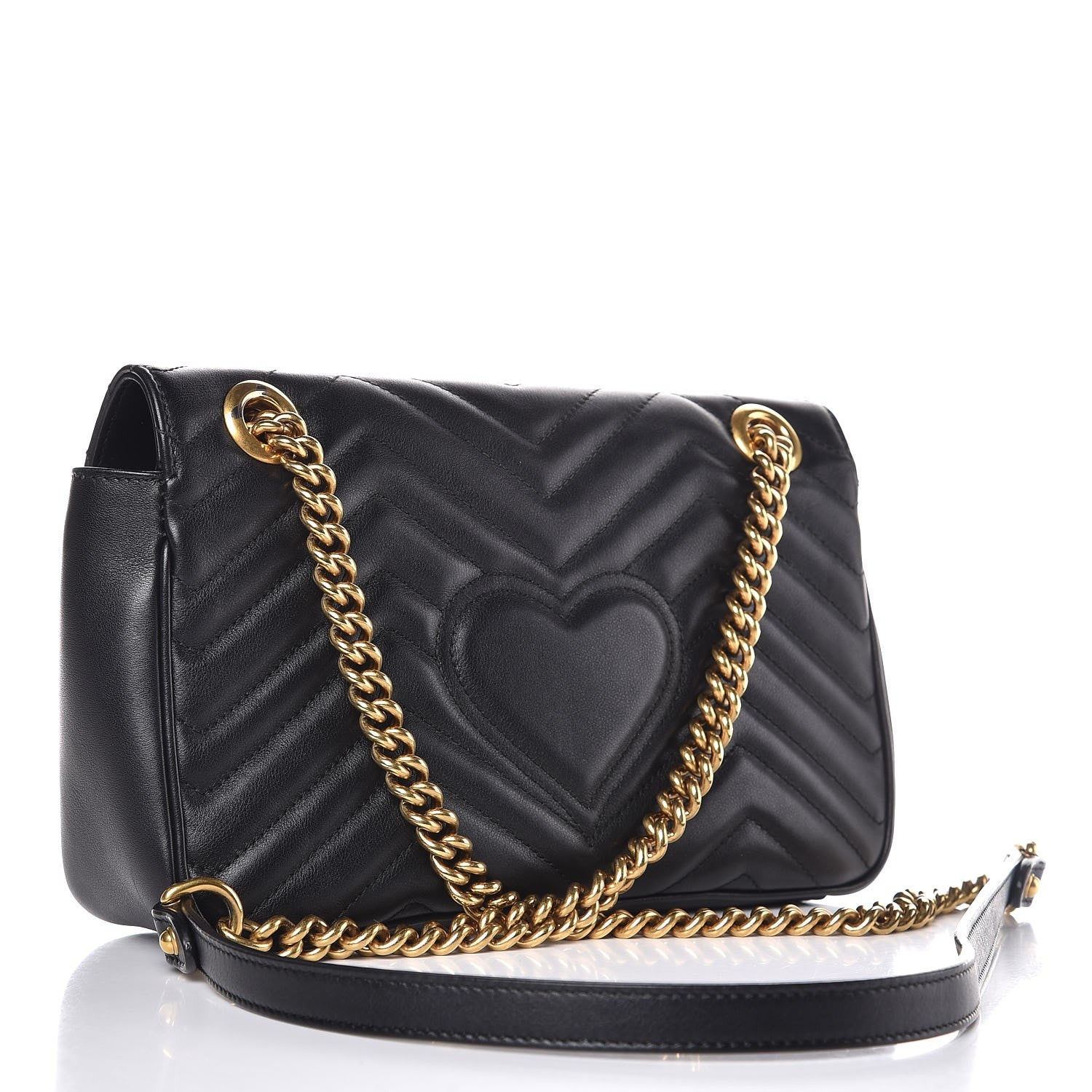 Gucci Calfskin Matelasse Small GG Marmont Shoulder Bag Black 4 of 14