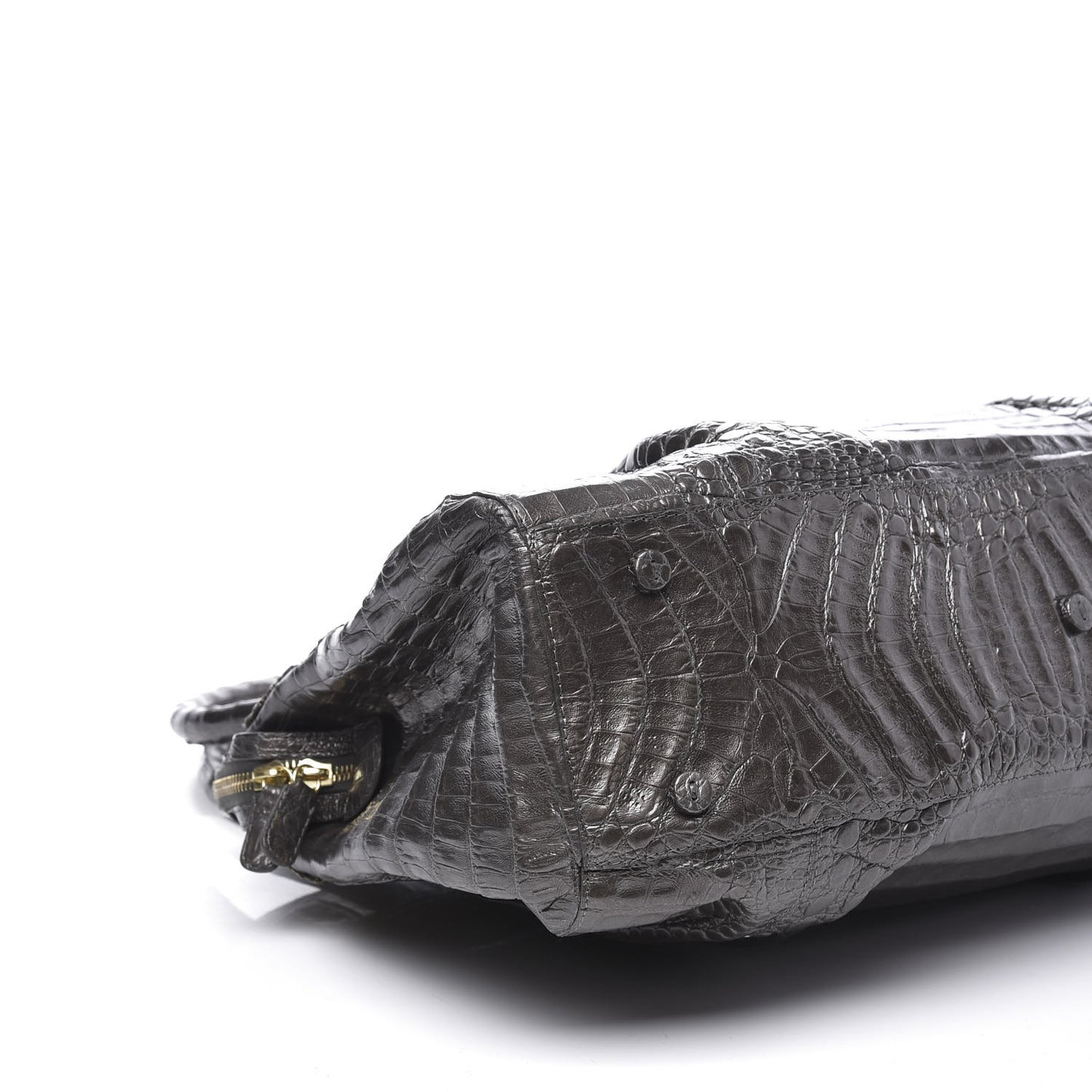 Metallic Crocodile Snakeskin Shoulder Bag Silver Gold