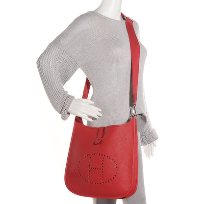 Hermes Taurillon Clemence Evelyne III GM Rouge Casaque 9 of 15