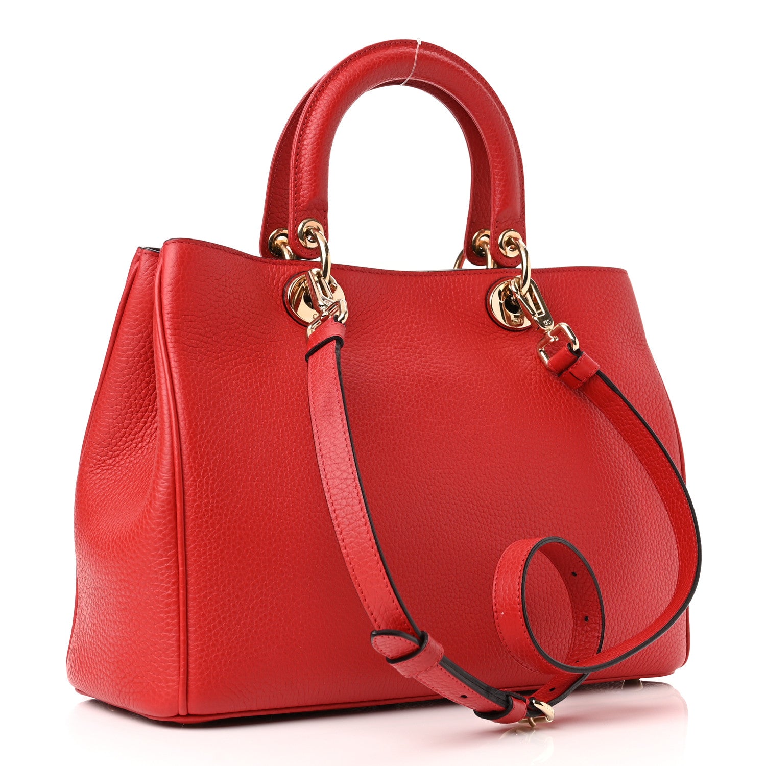 Christian Dior Calfskin Medium Diorissimo Tote Red 3 of 10