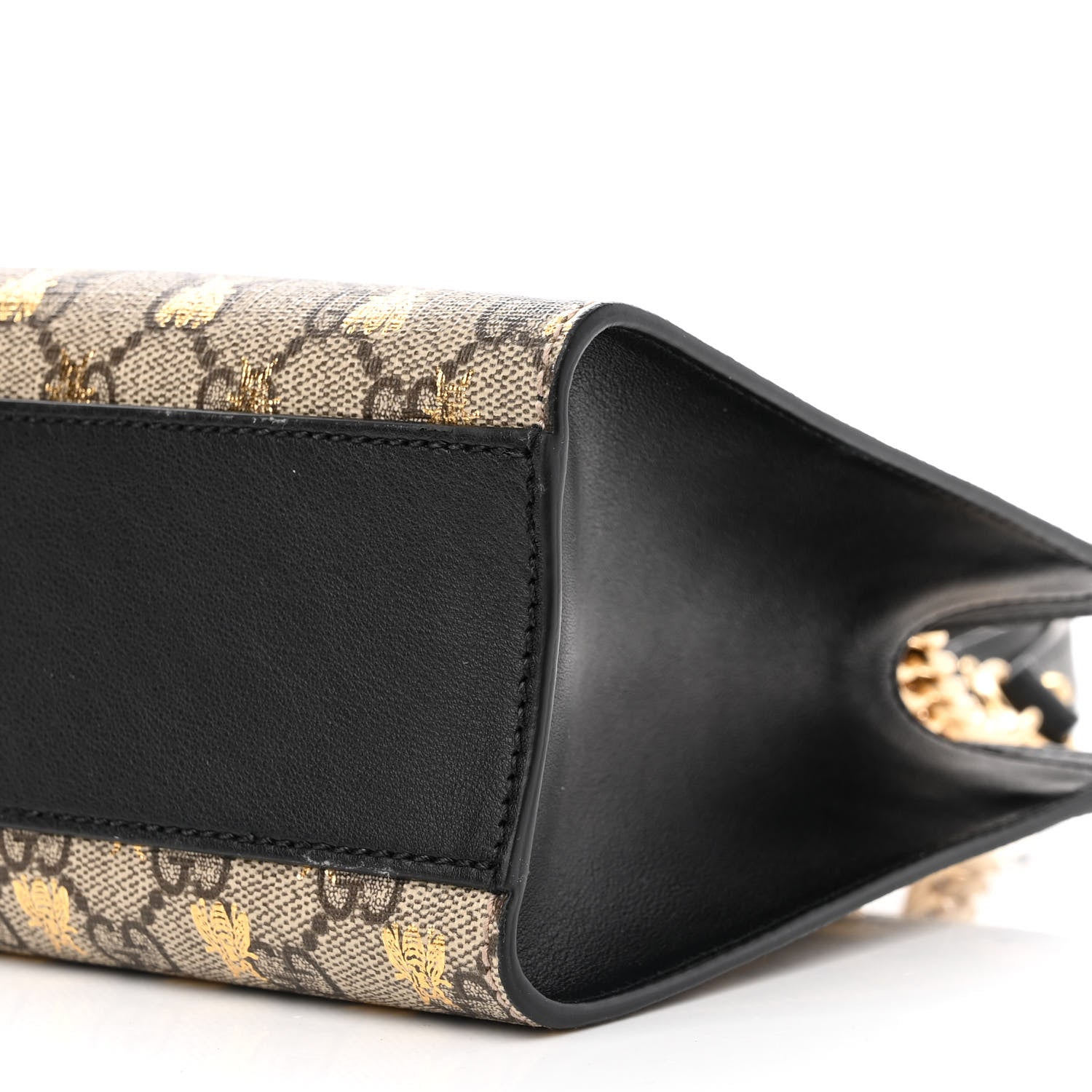 Gucci GG Supreme Monogram Bees Small Padlock Tote Beige Oro Black 10 of 11
