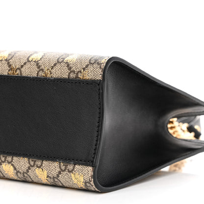 Gucci GG Supreme Monogram Bees Small Padlock Tote Beige Oro Black 10 of 11