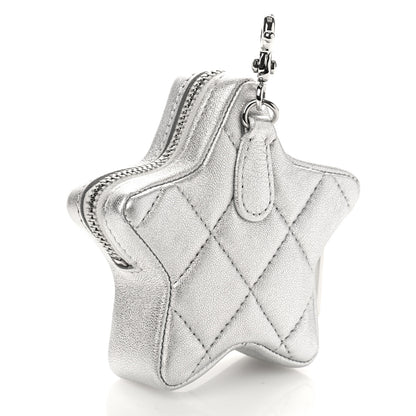 Chanel Metallic Lambskin Walk Of Fame Star Clip On Coin Purse Silver 3 of 9