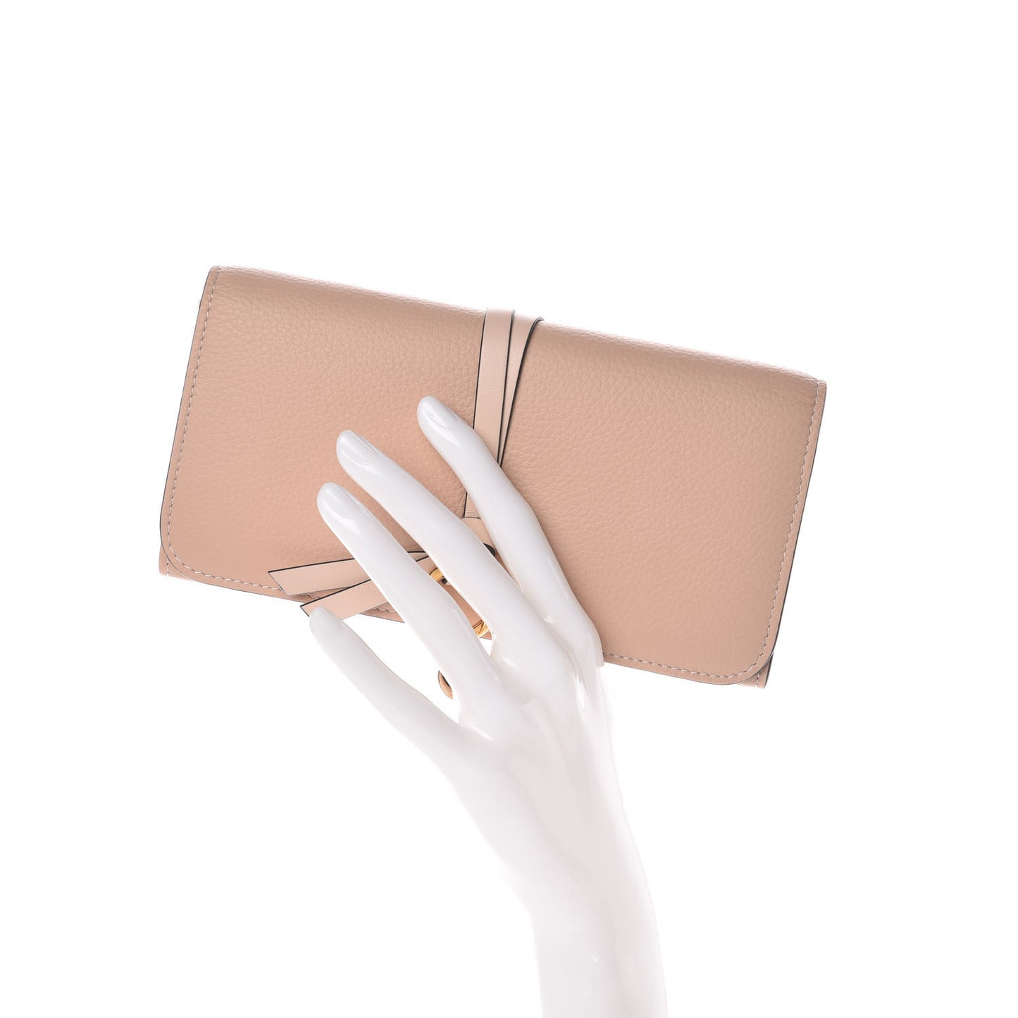 Calfskin Alphabet Long Wallet Blush Nude