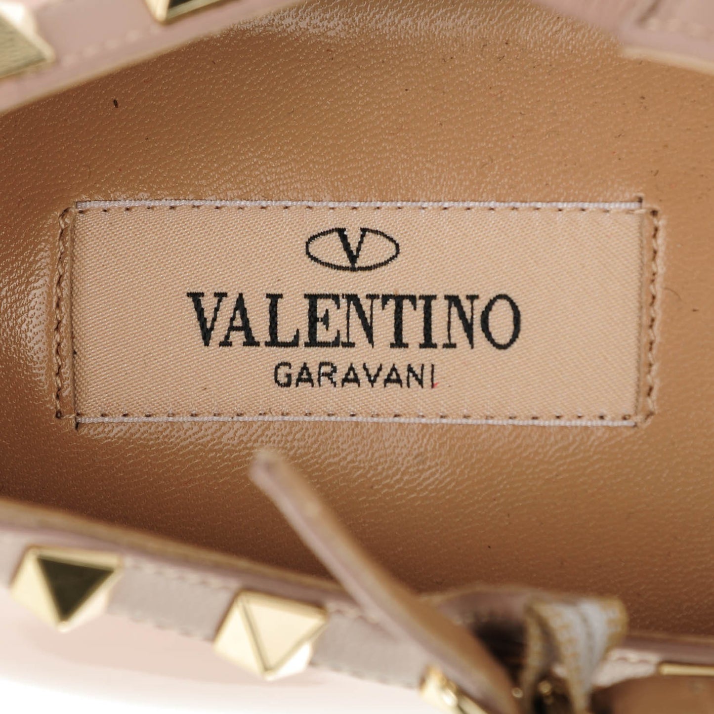 Patent Rockstud Cage Ballerina Flats 40.5 Water Rose Poudre