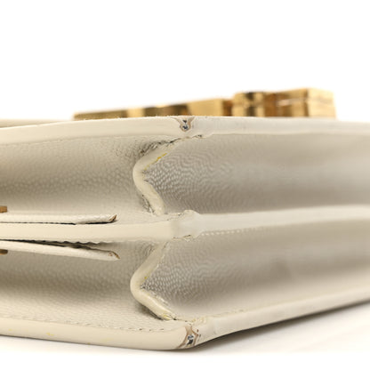 Saint Laurent Grain De Poudre Monogram Cassandra Clasp Bag Crema Soft 9 of 10