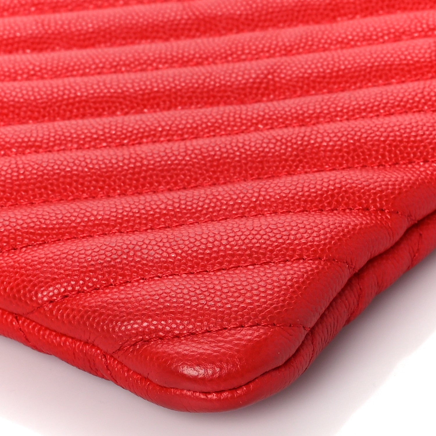 Chanel Caviar Chevron Quilted Medium Cosmetic Case Red 9 of 9