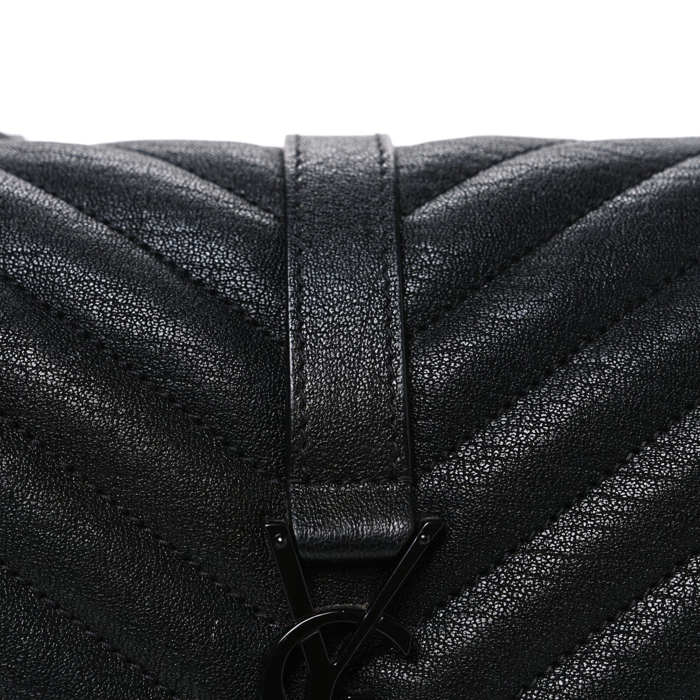 Sheepskin Matelasse Chevron Monogram Monochrome Medium College Bag Black
