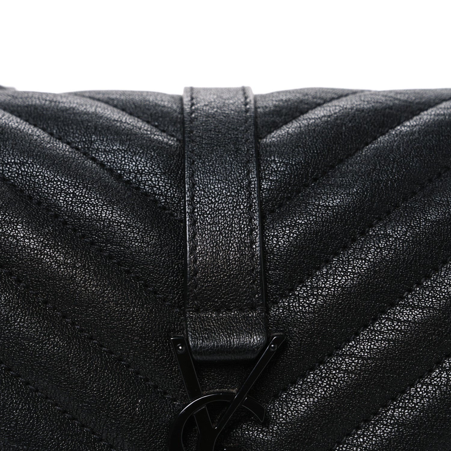 Saint Laurent Sheepskin Matelasse Chevron Monogram Monochrome Medium College Bag Black 8 of 11