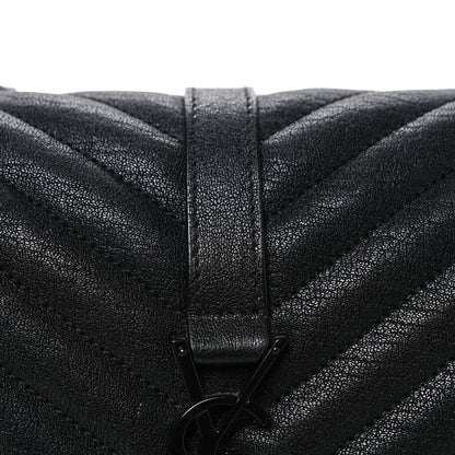 Saint Laurent Sheepskin Matelasse Chevron Monogram Monochrome Medium College Bag Black 8 of 11