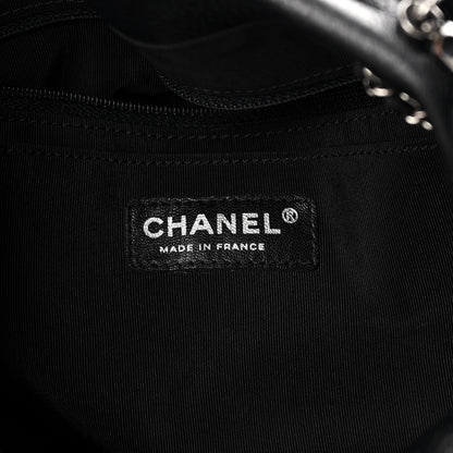 Chanel Deerskin Chevron Large CC Chain Bucket Drawstring Bag Black 6 of 15