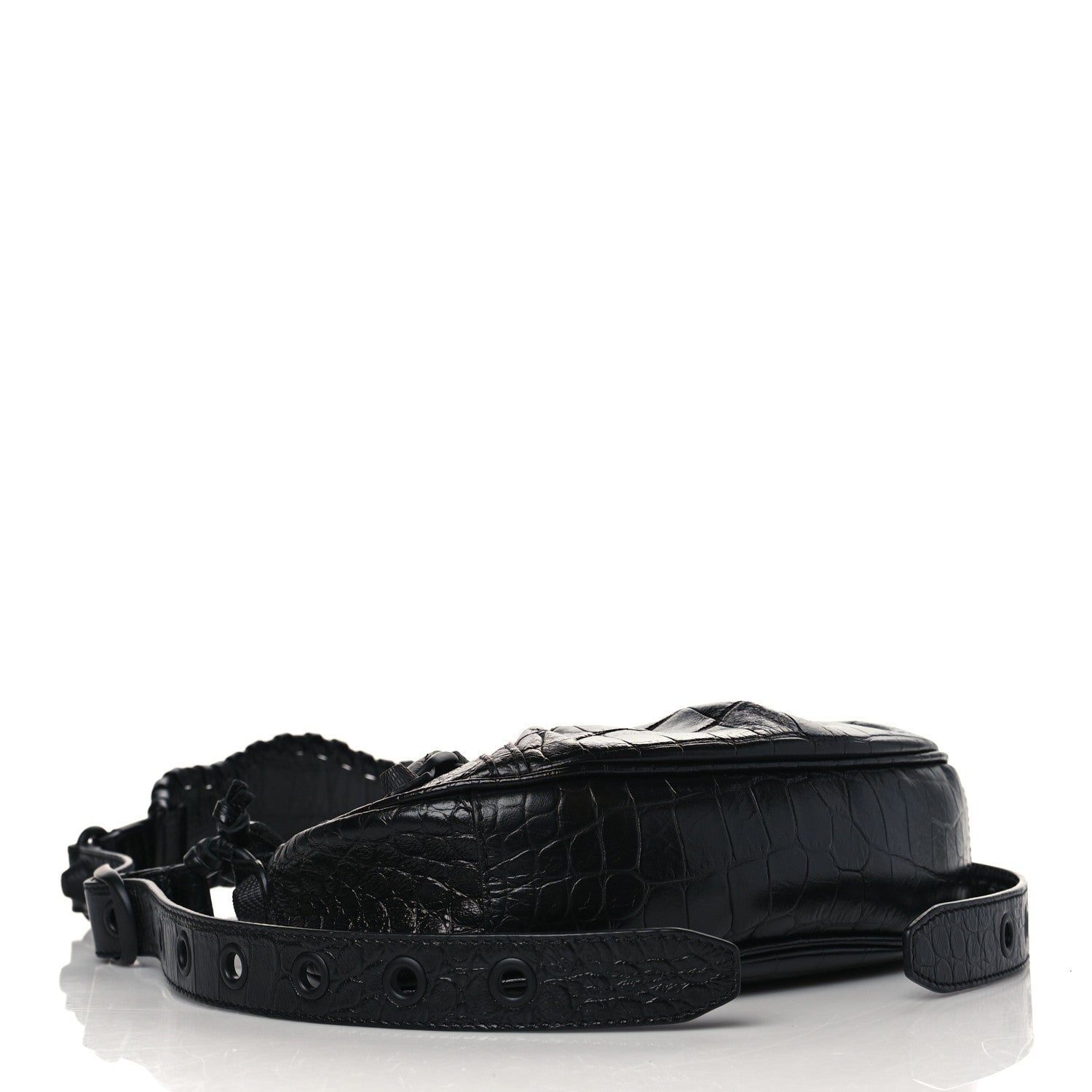 Balenciaga Extra Supple Calfskin Crocodile Embossed Monochrome Le Cagole Shoulder Bag XS Black 4 of 10