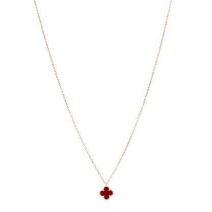 Van Cleef & Arpels 18K Rose Gold Carnelian Sweet Alhambra Pendant Necklace 1 of 6