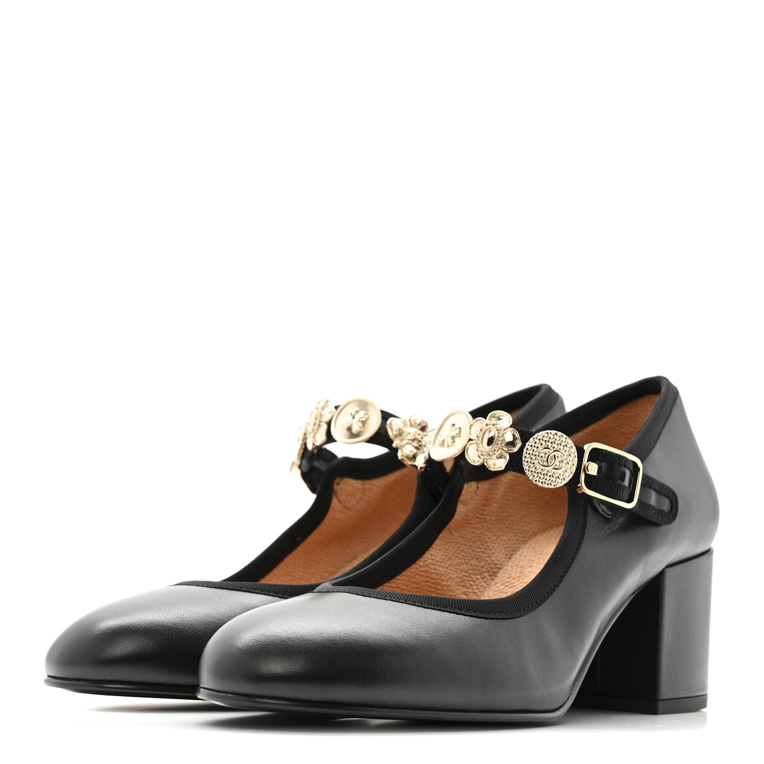Chanel Lambskin Mary Jane Charm Pumps 39 Black 4 of 9