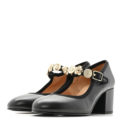 Chanel Lambskin Mary Jane Charm Pumps 39 Black 4 of 9