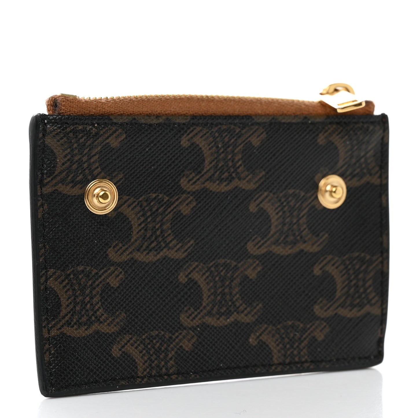 Triomphe Canvas Compact Wallet With Coin Purse Tan