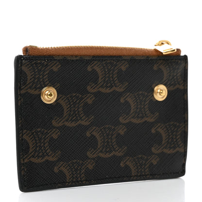 Celine Triomphe Canvas Compact Wallet With Coin Purse Tan 8 of 15