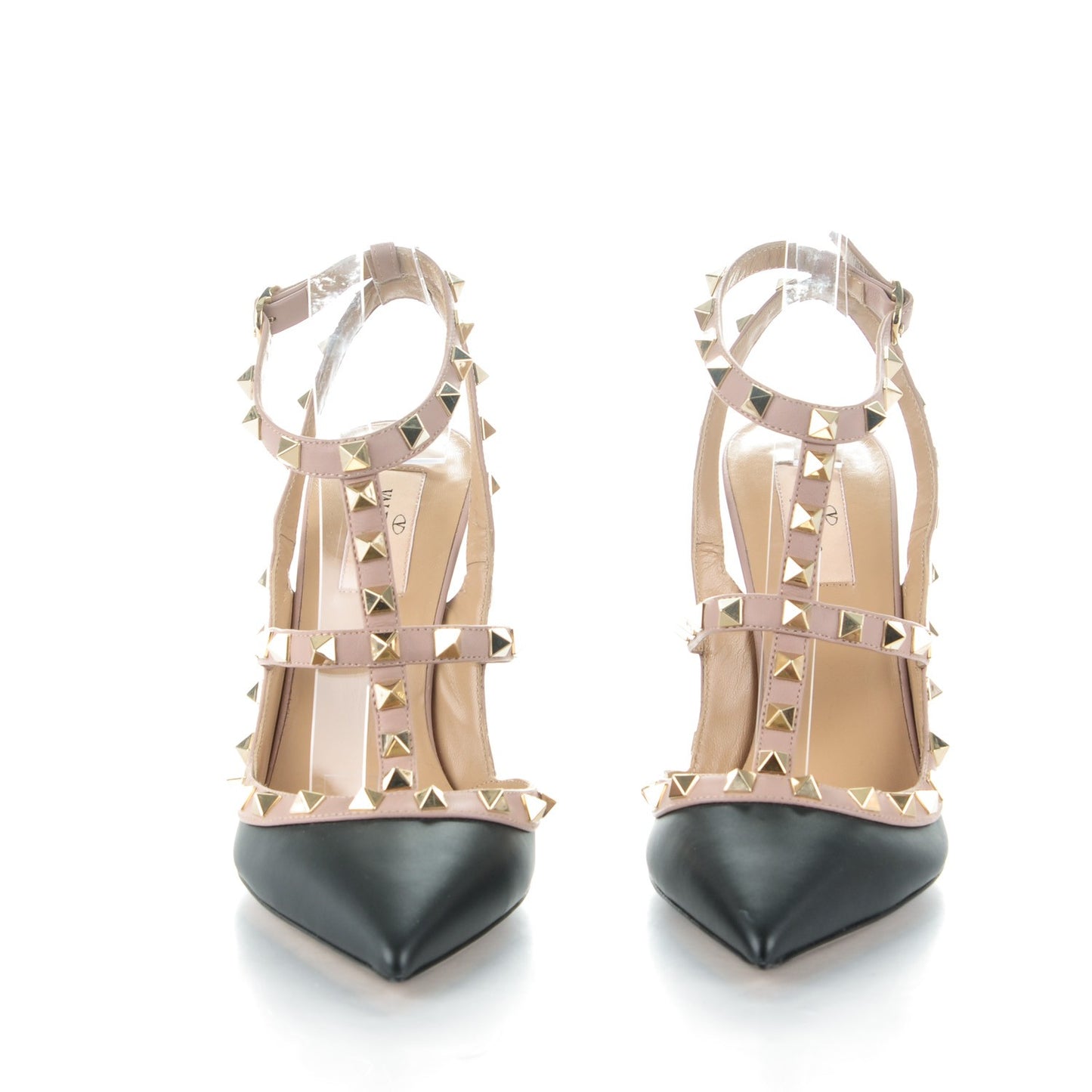Nappa Rockstud Ankle Strap Pumps 39 Black Poudre